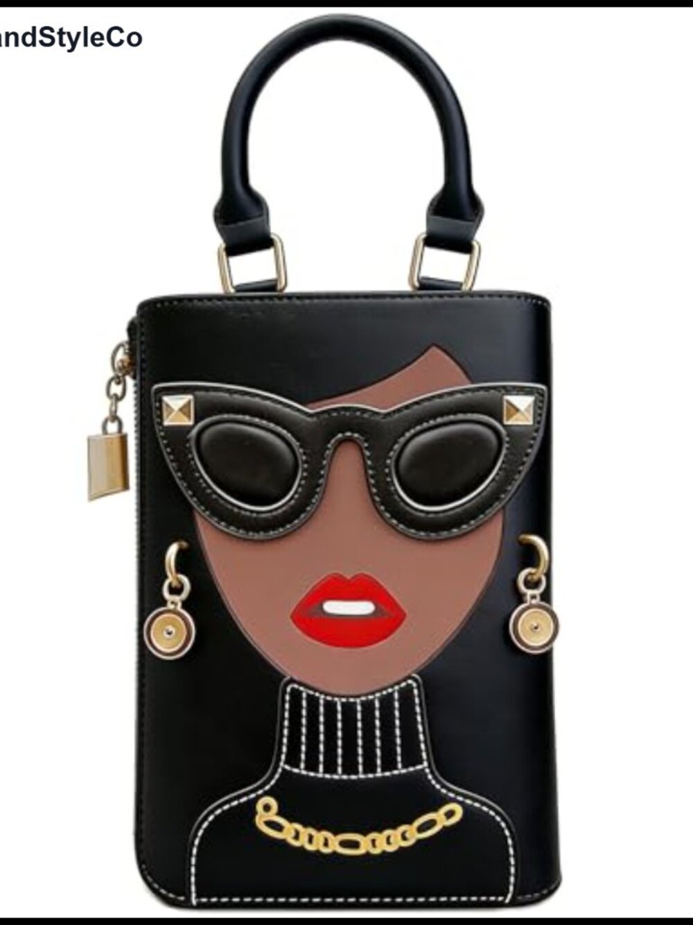 Unique 3D Lady Face PU Leather Satchel Handbag Crossbody Shoulder Bag Novelty